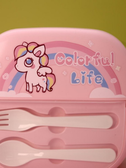Ланчбокс с ложкой и вилкой «Rainbow unicorn»