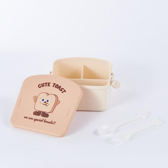 Ланчбокс с ложкой и вилкой «Cute toast»