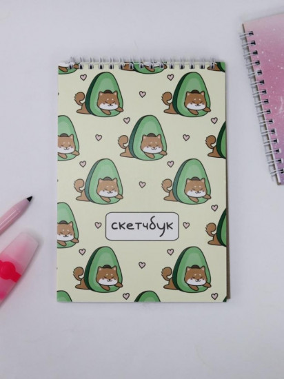 Скетчбук «Many shiba inu avocado»