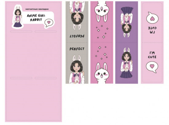 Набор закладок магнитных «Anime girl rabbit»