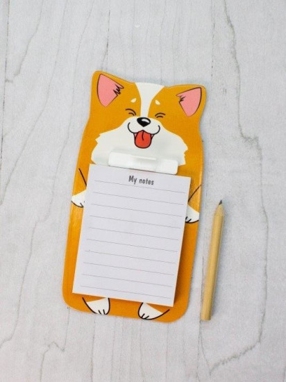 Блок для записей с карандашом магнитный «Corgi»