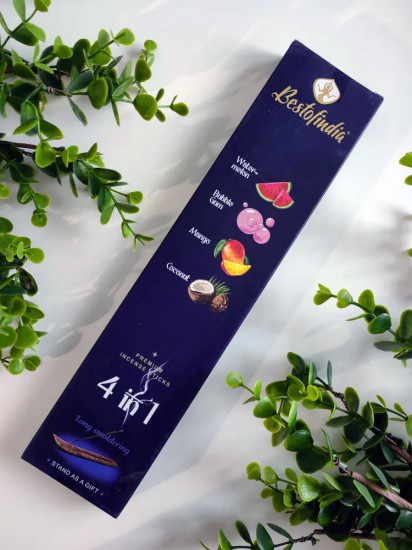 Палочки ароматические с подставкой Premium Incense Sticks 4 в 1 «Watermelon, Bubble Gum, Mango, Coconut»