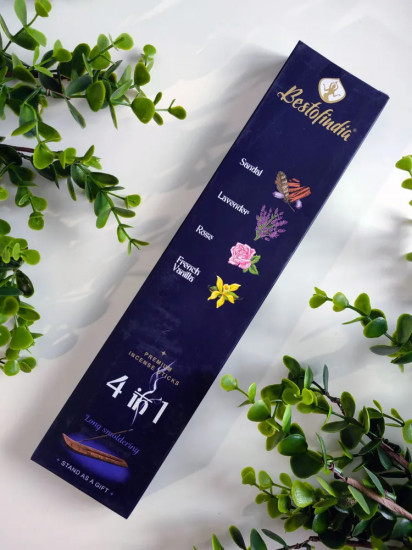 Палочки ароматические с подставкой Premium Incense Sticks 4 в 1 «Sandal, Lavender, Rose, French Vanilla»