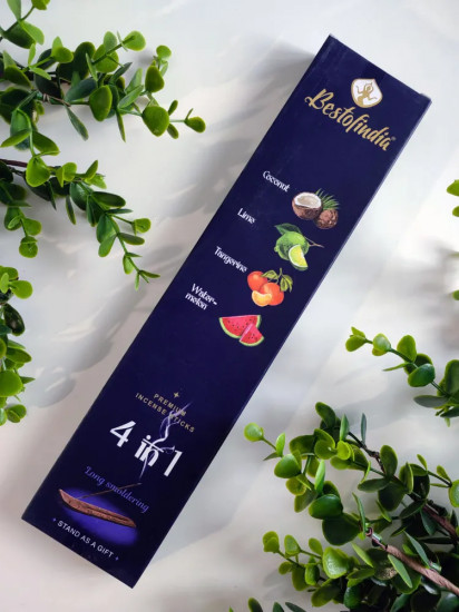 Палочки ароматические с подставкой Premium Incense Sticks 4 в 1 «Coconut, Lime, Tangerine, Watermelon»
