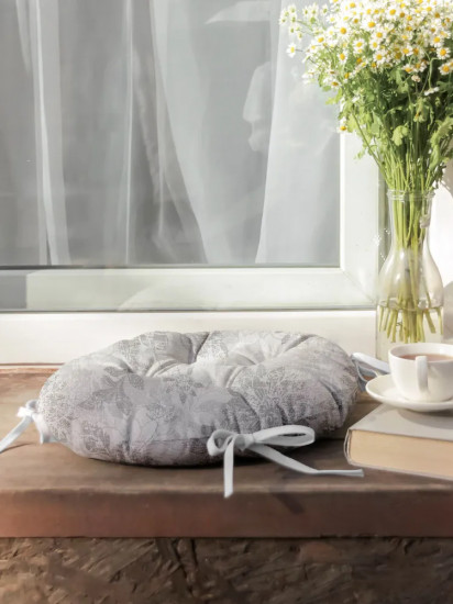 Подушка на стул с тафтингом круглая «Grey jacquard»