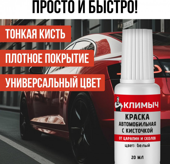 Краска автомобильная от царапин и сколов с кисточкой, Белый