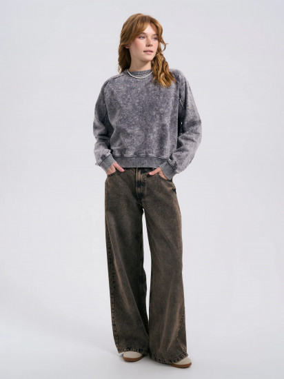 Свитшот женский утепленный с вареным эффектом и наружными швами