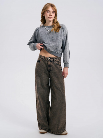 Свитшот женский утепленный с вареным эффектом и наружными швами