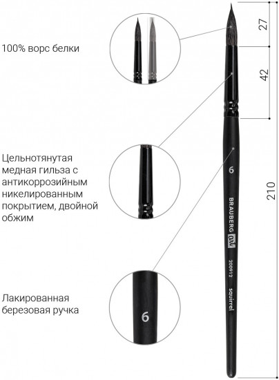 Кисть художественная №6