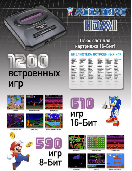 Игровая приставка Dendy shop Mega Drive 1200