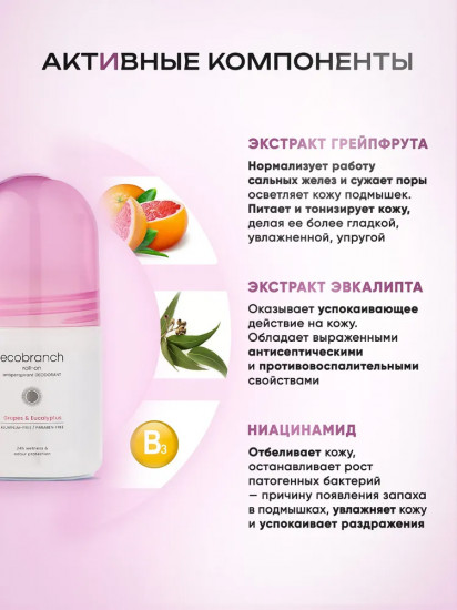 Роликовый дезодорант «Deodorant Roll-on Grape & Eucalyptus»