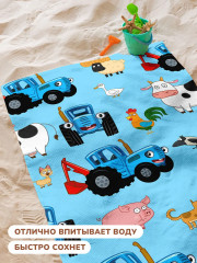 Полотенце вафельное пляжное «Синий трактор» - Фото 4