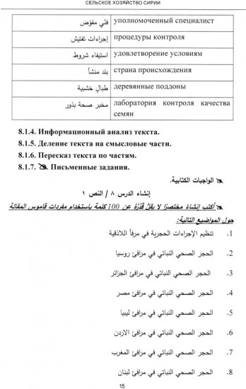 Арабский язык. Мировые аграрные рынки. Часть 2