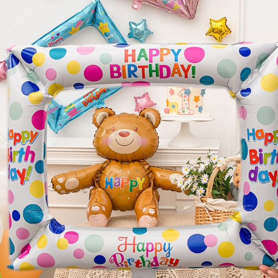 Воздушный шар «Рамка для фото. Happy Birthday»