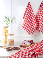 Комплект кухонных полотенец «Клетка красная» - Фото 4