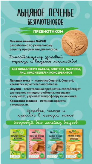 Печенье льняное с пребиотиком без глютена