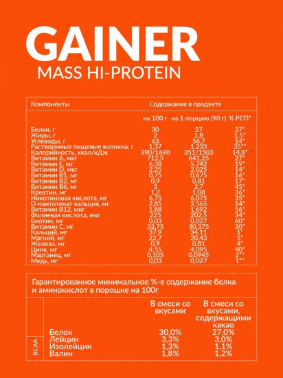 Гейнер со вкусом банана «Gainer Mass Hi-protein»