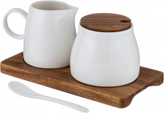 Набор из сахарницы с ложкой и молочника на подставке - Фото 1