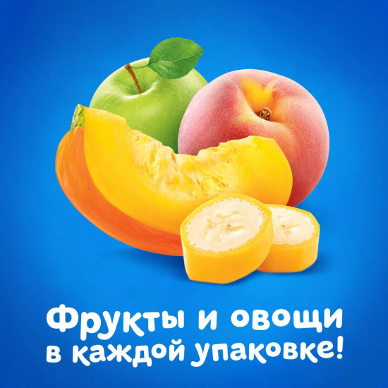 Пюре фруктово-овощное  «Яблоко-тыква-персик-банан»