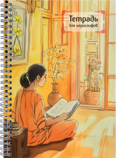 Тетрадь для иероглифов «Девушка и книга»