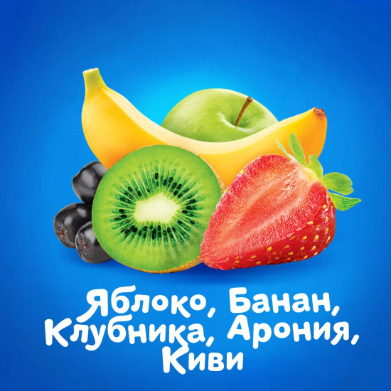 Сок детский с мякотью «Яблоко-Банан-Клубника-Арония-Киви»