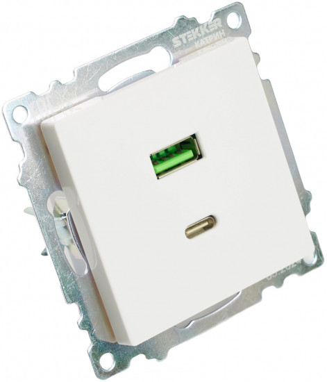 Розетка USB 2-местная, type C
