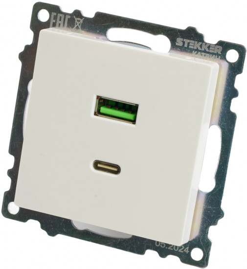 Розетка USB 2-местная, type C