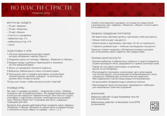 Секс-игра для двоих «Во власти страсти. Непристойные истории»