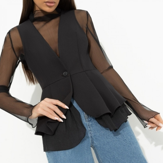 Жилет комбинированный с органзой Форма гениальности (черный)