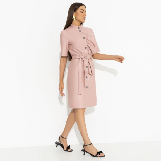 Платье из экокожи Счастье свободы (peach, с поясом)