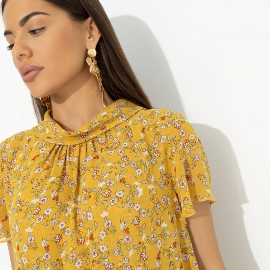 Платье с креативным воротником Мечтательная (желтый)