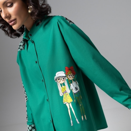 Рубашка комбинированная с сеткой Моя философия – шик