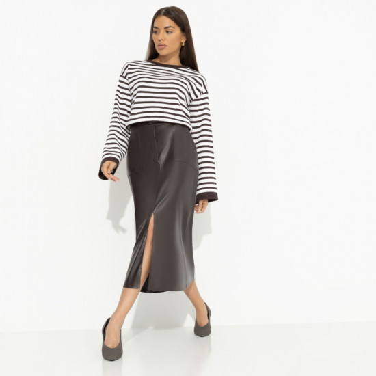 Юбка с разрезом Откровенно шикарная (коричневый)