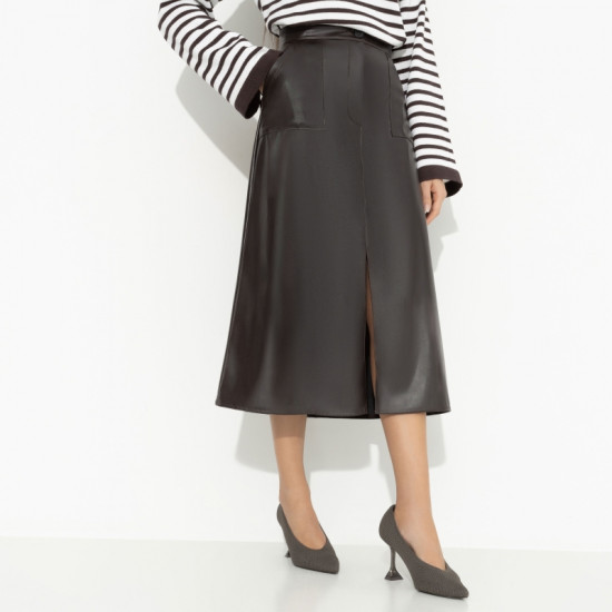 Юбка с разрезом Откровенно шикарная (коричневый)