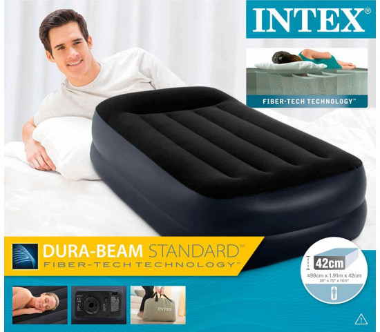 Кровать надувная с подголовником и встроенным насосом «Pillow Rest Raised Bed»