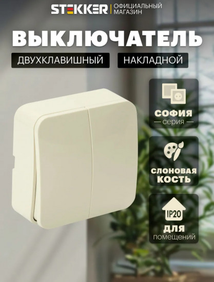 Выключатель двухклавишный с индикатором MSW10-21-04