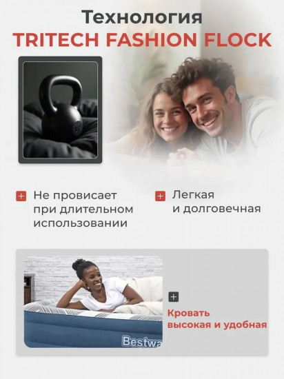 Кровать надувная со встроенным электронасосом «Tritech Fashion Flock»