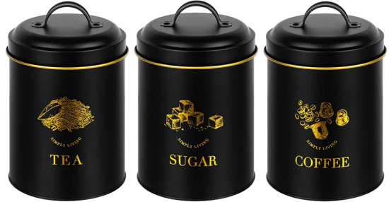 Набор банок для сыпучих продуктов с крышками «Tea, coffee, sugar»