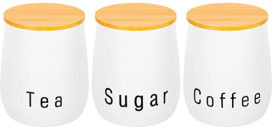 Набор банок для сыпучих продуктов с крышками «Tea, coffee, sugar»
