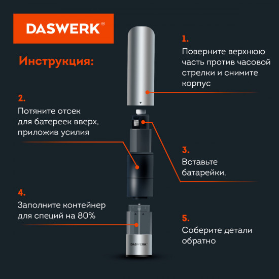 Мельница для соли и специй электрическая