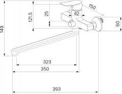Смеситель для ванны с длинными изливом - Фото 3