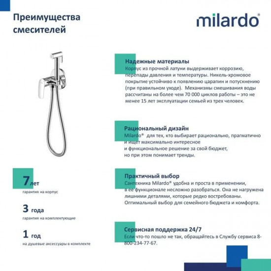 Смеситель с гигиеническим душем для биде встраиваемый