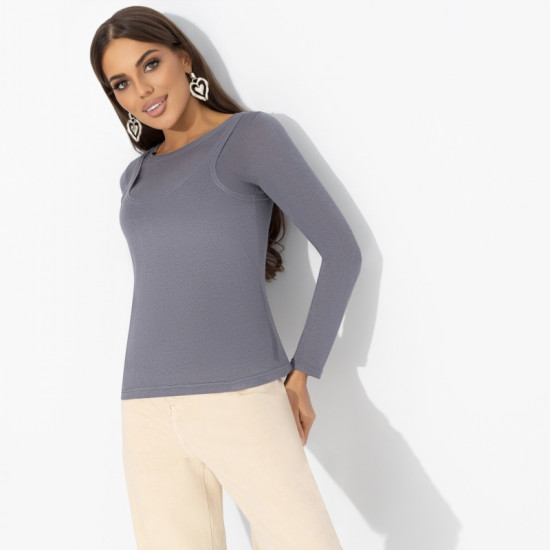 Лонгслив женский со съемным топом Улетаю в космос (серый) 2 в 1