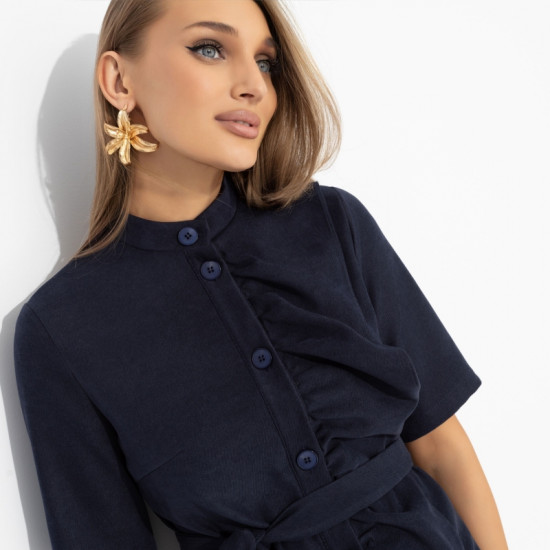 Платье женское с акцентным воланом Счастье свободы (blue, с поясом)