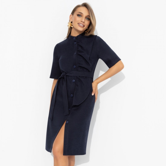 Платье женское с акцентным воланом Счастье свободы (blue, с поясом)