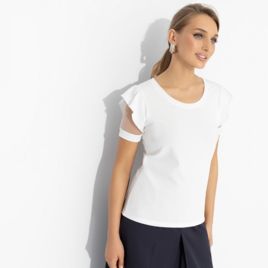 Футболка в рубчик женская Высокая мода без усилий (white)