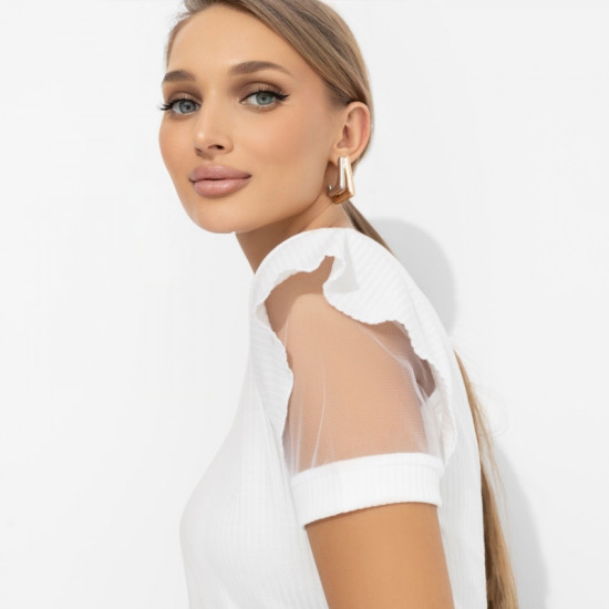 Футболка в рубчик женская Высокая мода без усилий (white)