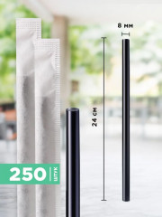 Трубочки для коктейлей и напитков прямые в индивидуальной упаковке - Фото 1