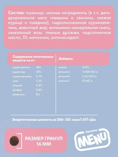 Сухой корм с говядиной для взрослых собак всех пород