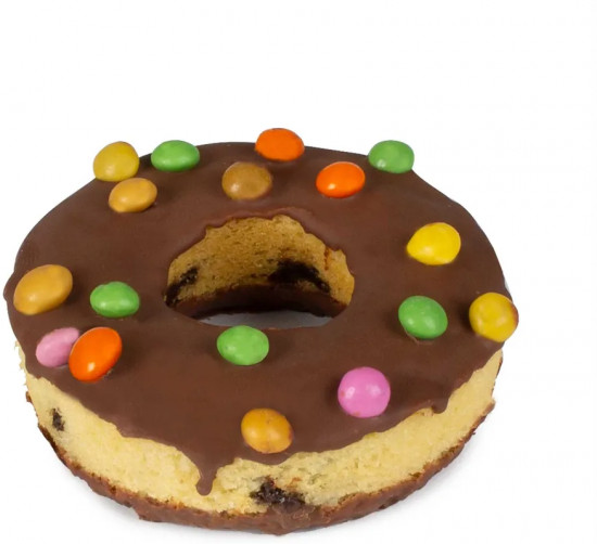 Кекс с какао-глазурью, шоколадной начинкой и цветным драже «Papita Donut»